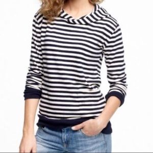 J Crew Blue and White Striped Hoodie Pullover Size M